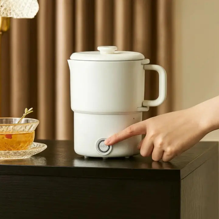 Inklapbare Elektrische Reiswaterkoker 800ml met Dubbele Wand Edelstalen Binnenwerk Compacte Opvouwbare Waterkoker voor Onderweg | Sansoti