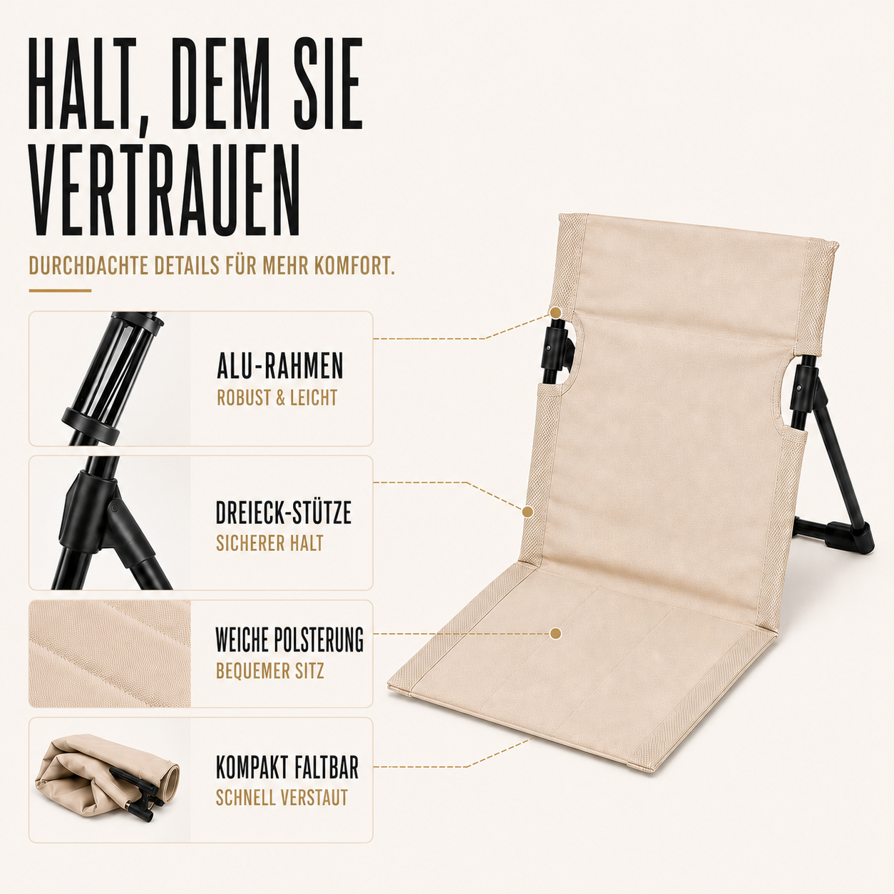 Opvouwbare Campingstoel – Ultralicht & Compact met Ergonomische Steun voor Trekking en Outdoor | Sansoti