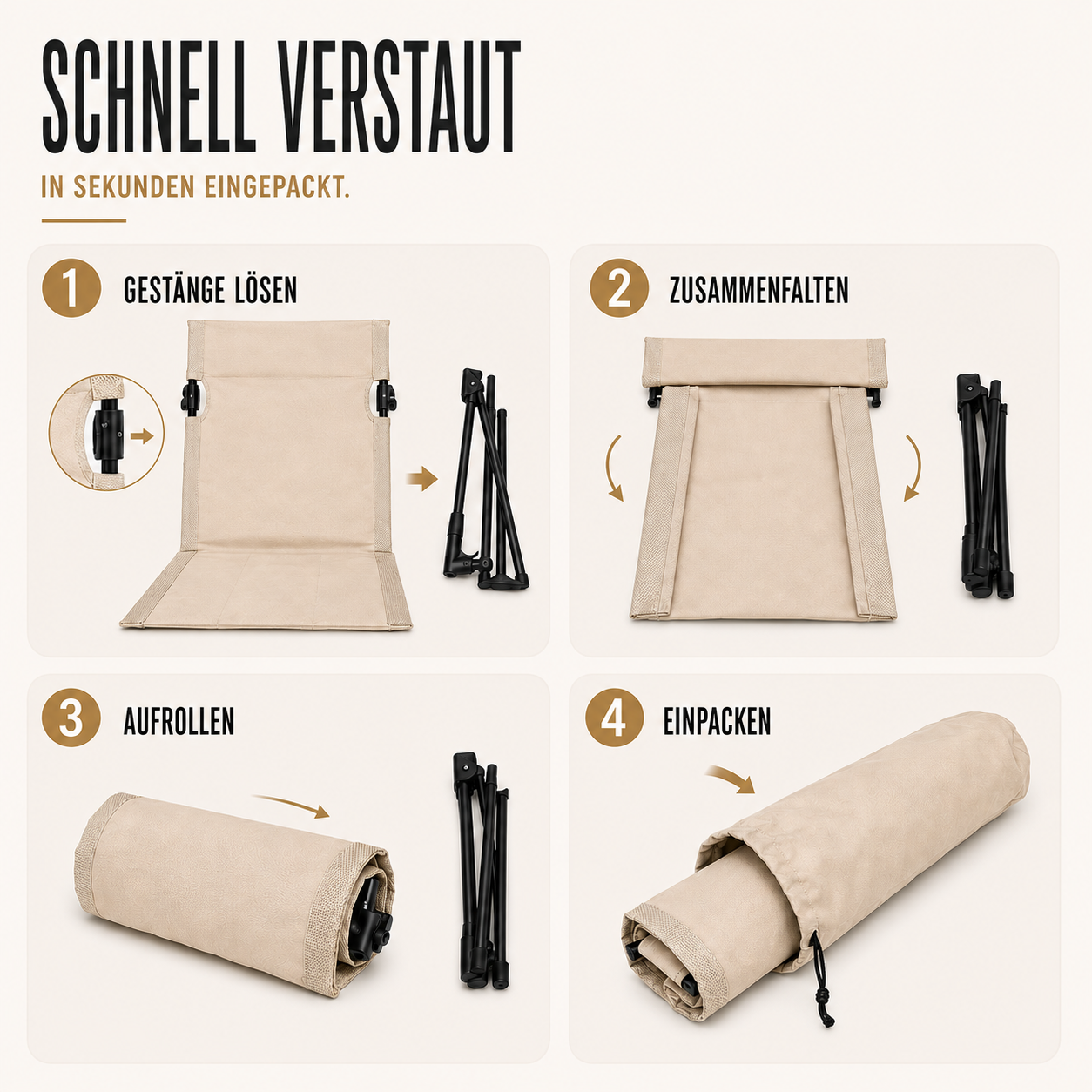 Opvouwbare Campingstoel – Ultralicht & Compact met Ergonomische Steun voor Trekking en Outdoor | Sansoti