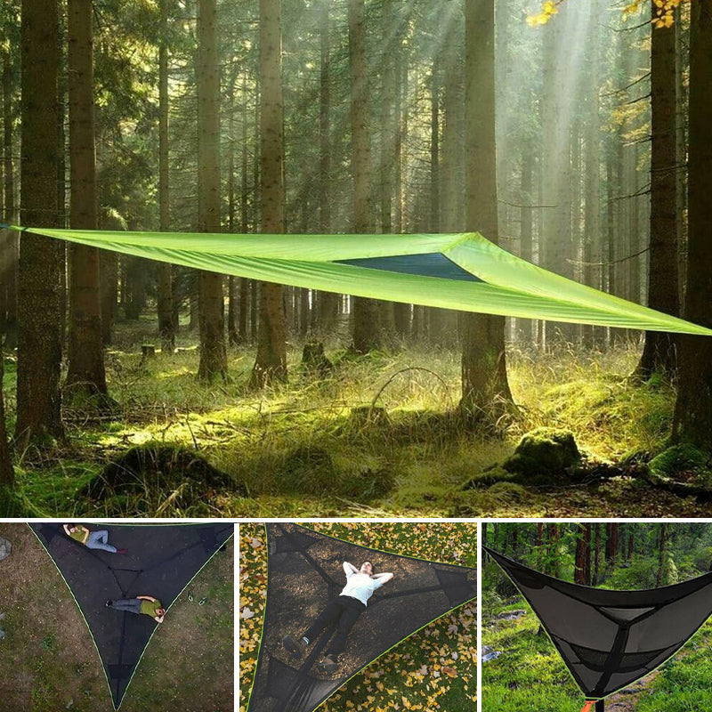 Driehoekige Hangende Hangmat Meerpersoons met Ankersysteem voor Camping Tuin Buiten Ontspanning Relax | Sansoti