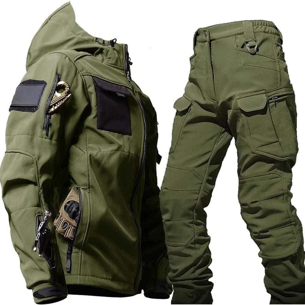 Outdoor Cargopak Jas en Broek Set Polyester Heren Zwart Grijs Groen Wandelen Camping Reizen Avontuur S-3XL | Sansoti