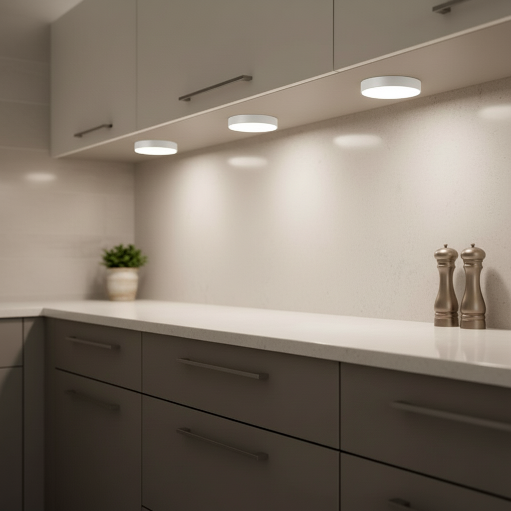 LED Spotjes Onderkast Batterij Draadloos Dimbaar Set 3 Keuken Kastverlichting Zelfklevend Afstandsbediening Plakspot | Sansoti