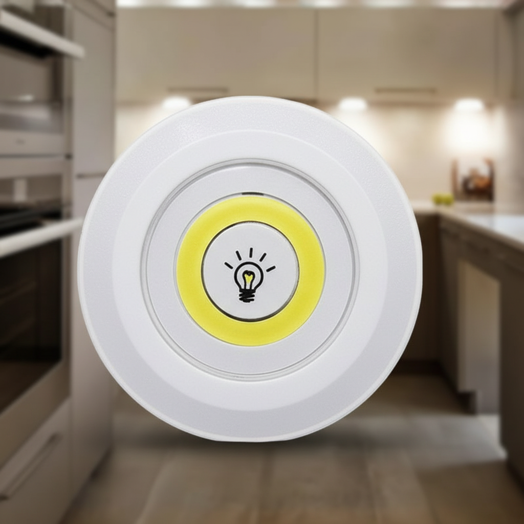 LED Spotjes Onderkast Batterij Draadloos Dimbaar Set 3 Keuken Kastverlichting Zelfklevend Afstandsbediening Plakspot | Sansoti