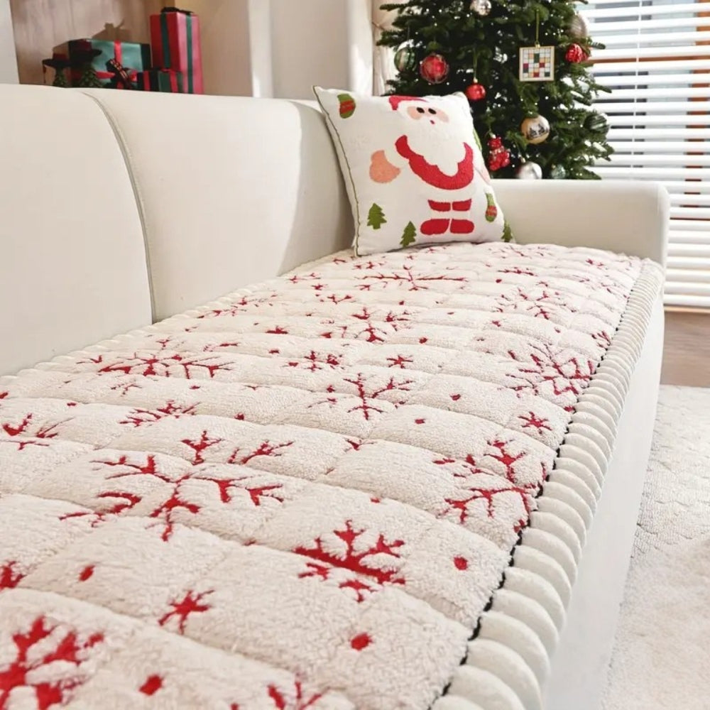Feestelijk Bankhoes Kersthoes Rood-Wit Patroon voor 1-4 Zitbanken Microfiber Kerstdecoratie Beschermhoes Machinewasbaar | Sansoti