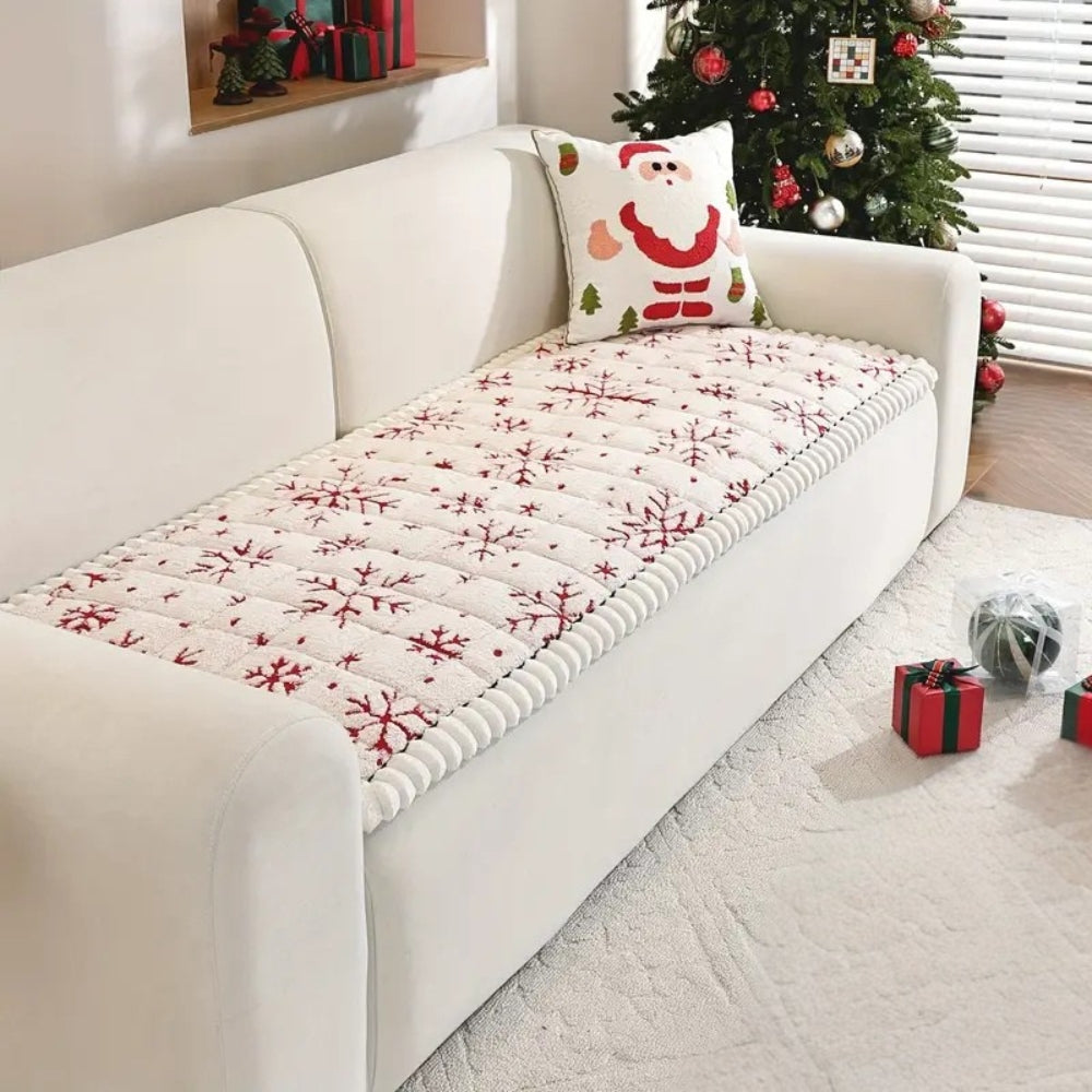 Feestelijk Bankhoes Kersthoes Rood-Wit Patroon voor 1-4 Zitbanken Microfiber Kerstdecoratie Beschermhoes Machinewasbaar | Sansoti