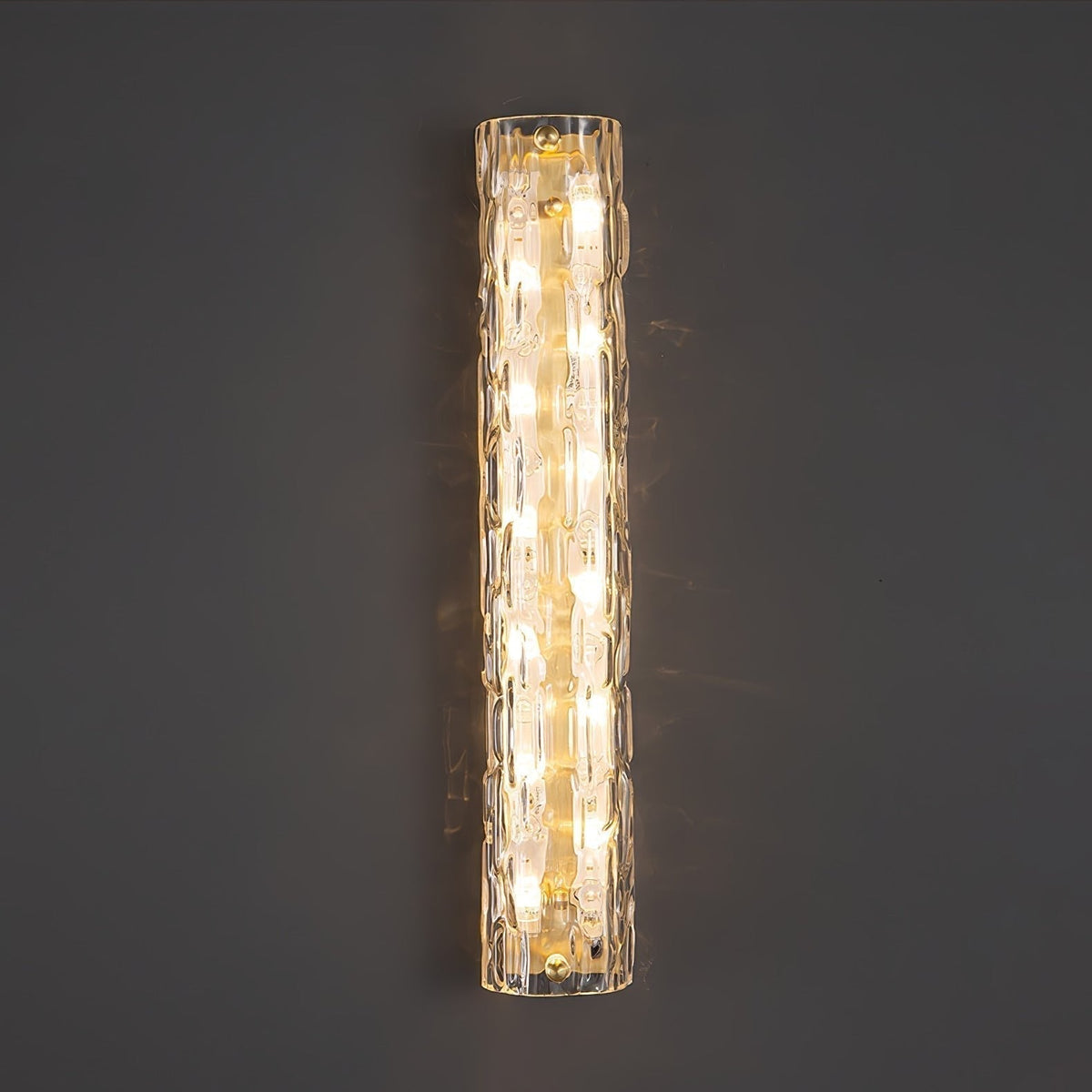 Glas-Wandleuchte aus messingfarbenem Metall, integrierte LED 3000K-6000K, dimmbare integrierte Beleuchtung, Wohnzimmer | Sansoti