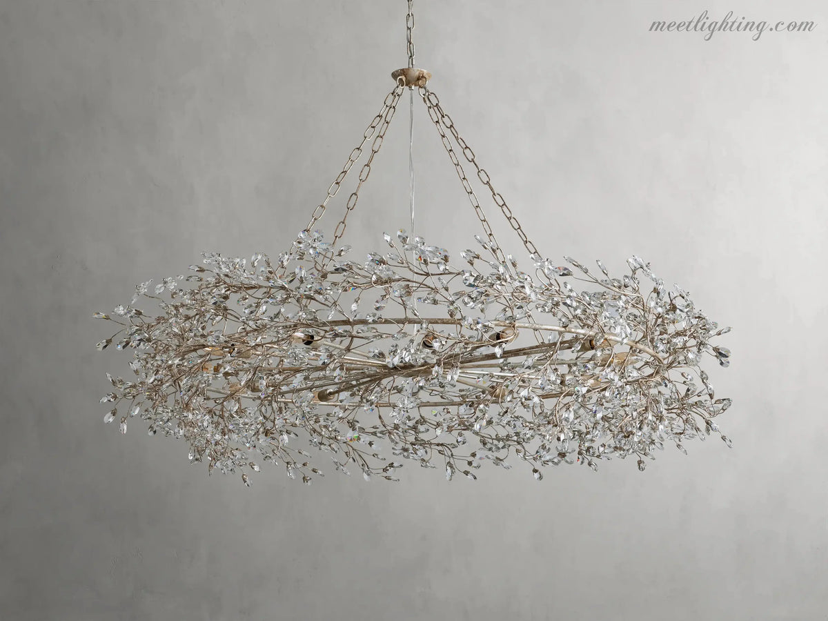 Lustre avec finition dorée, 6 à 12 sources lumineuses, suspension en fer fabriquée à la main, réglable, pour table à manger | Sansoti
