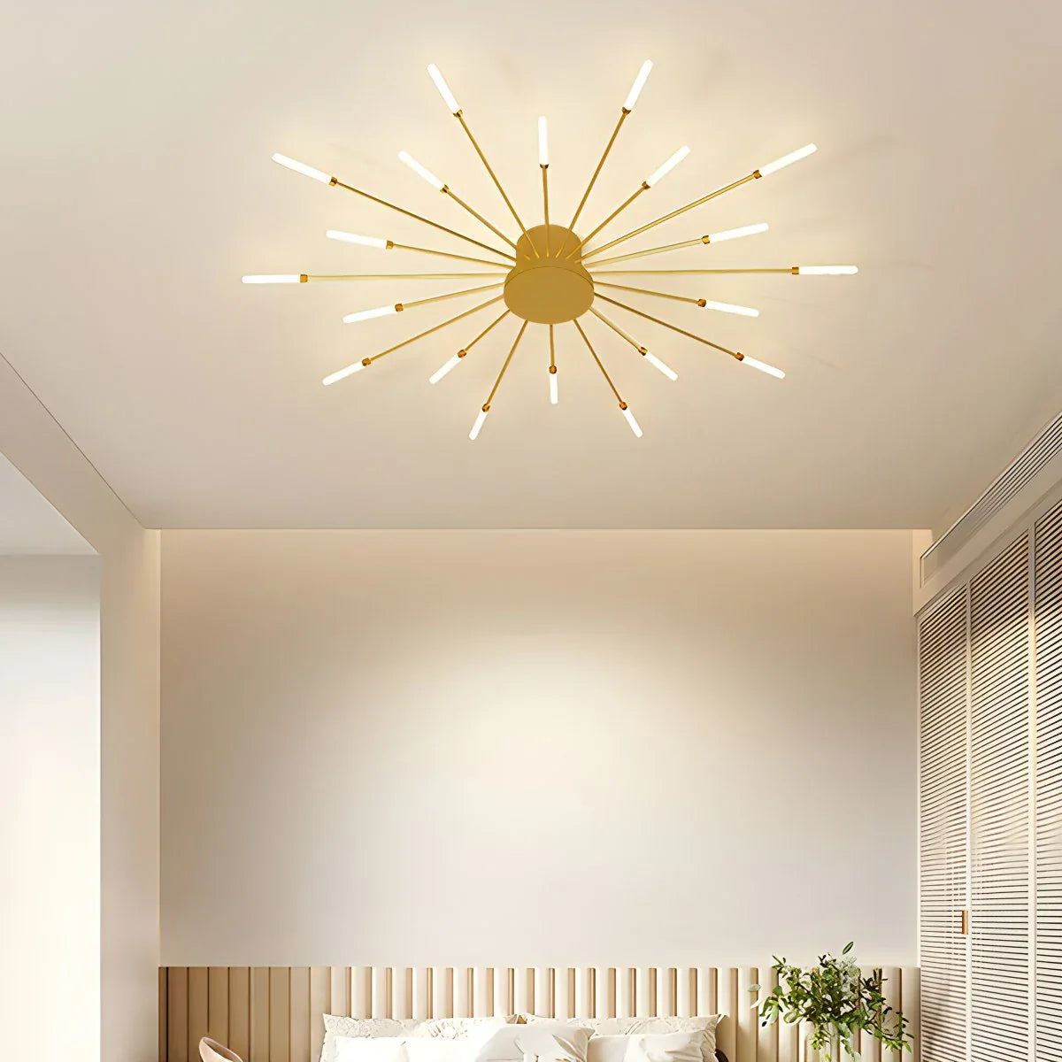 LED Plafondlamp Metaal 20-42 Lichtpunten Zwart Goud Woonkamer Eetkamer Stervorm Design Dimbaar Moderne Verlichting Grote Ruimtes | Sansoti