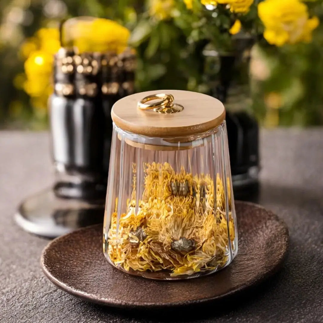 Vorratsglas Holzdeckel Gold Borosilikat Tee Küche Skandinavisch | Restfield