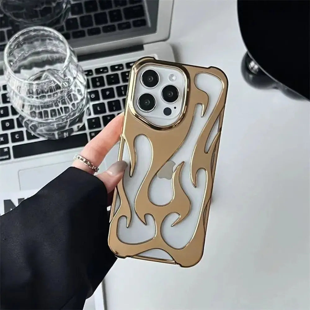 Perforated iPhone Phone Case with Flame Design Heat Dissipation Matte or Glossy Finish Protective Cover | Sansoti