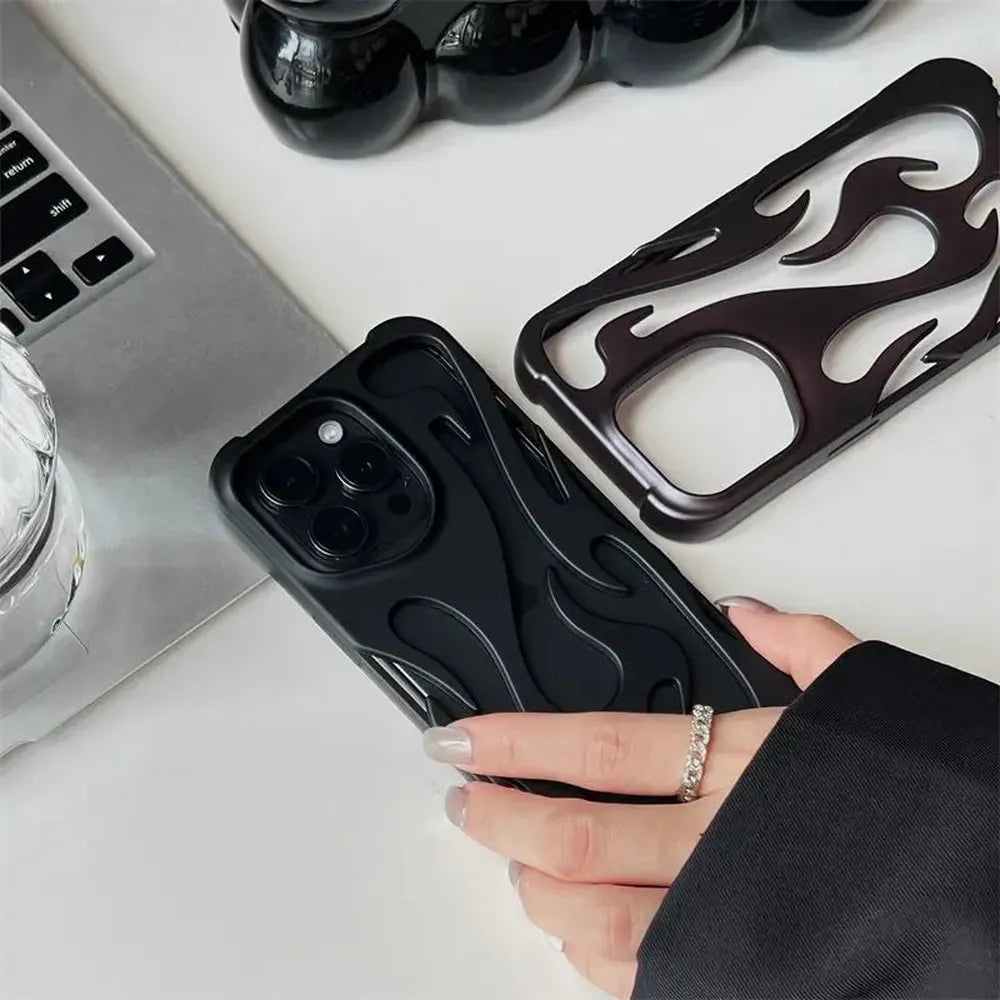 Perforated iPhone Phone Case with Flame Design Heat Dissipation Matte or Glossy Finish Protective Cover | Sansoti