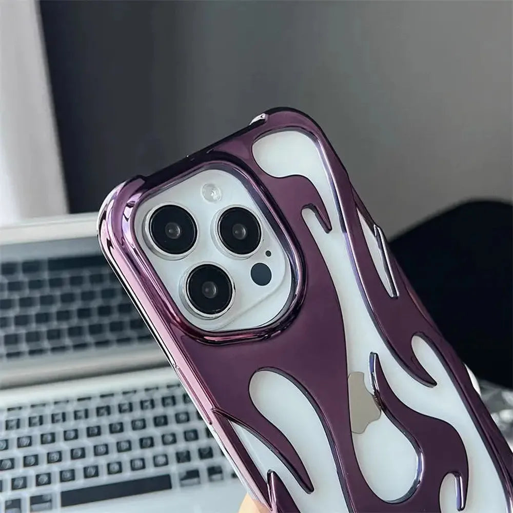 Perforated iPhone Phone Case with Flame Design Heat Dissipation Matte or Glossy Finish Protective Cover | Sansoti