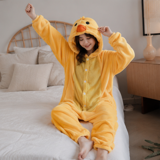 Capybara Flannel Hooded Onesie for Children – Soft Jumpsuit for Dress-Up Parties and Themed Events | Sansoti
