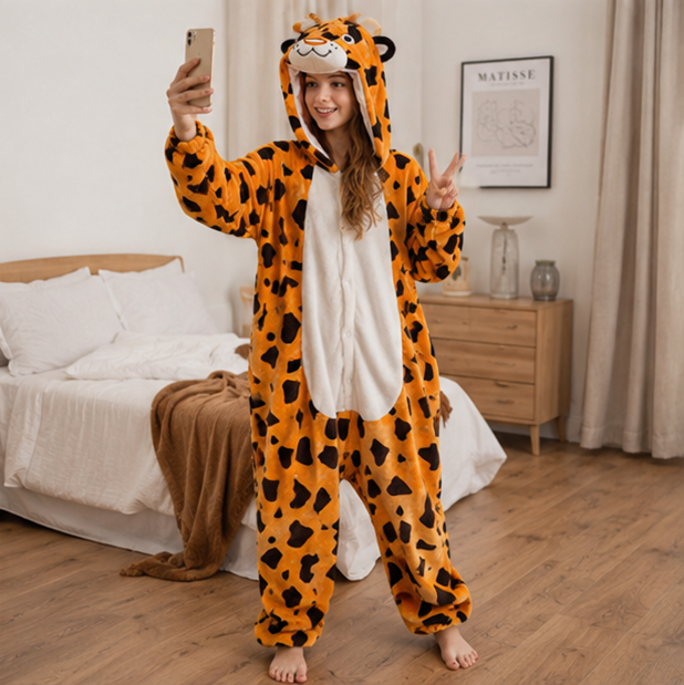 Capybara Flannel Hooded Onesie for Children – Soft Jumpsuit for Dress-Up Parties and Themed Events | Sansoti