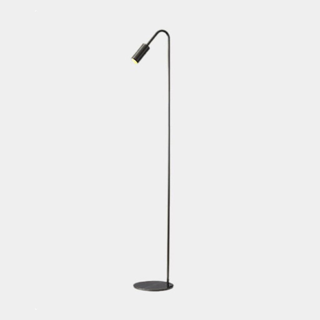Stojąca lampa podłogowa z mosiądzu, LED, zakrzywiony reflektor do czytania, czarno-złota, minimalistyczna, elegancka, regulowane światło, do salonu | Sansoti