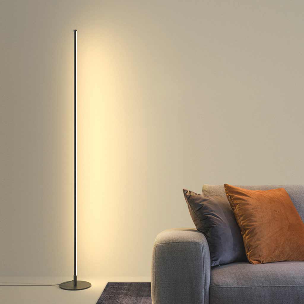 Schlanke dimmbare LED-Stehleuchte mit Fernbedienung, Aluminium, Eisen, Acryl, Schwarz Weiß, modern, minimalistisch | Sansoti