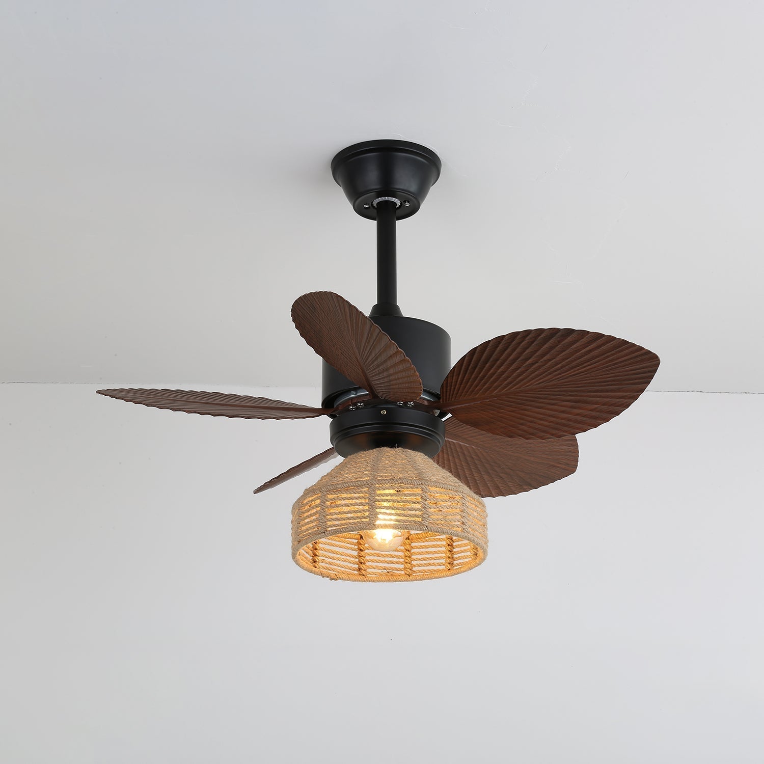 Tropische Plafondventilator met Verlichting – Rotan Afwerking Ø76 cm – Verstelbare Snelheden | Sansoti