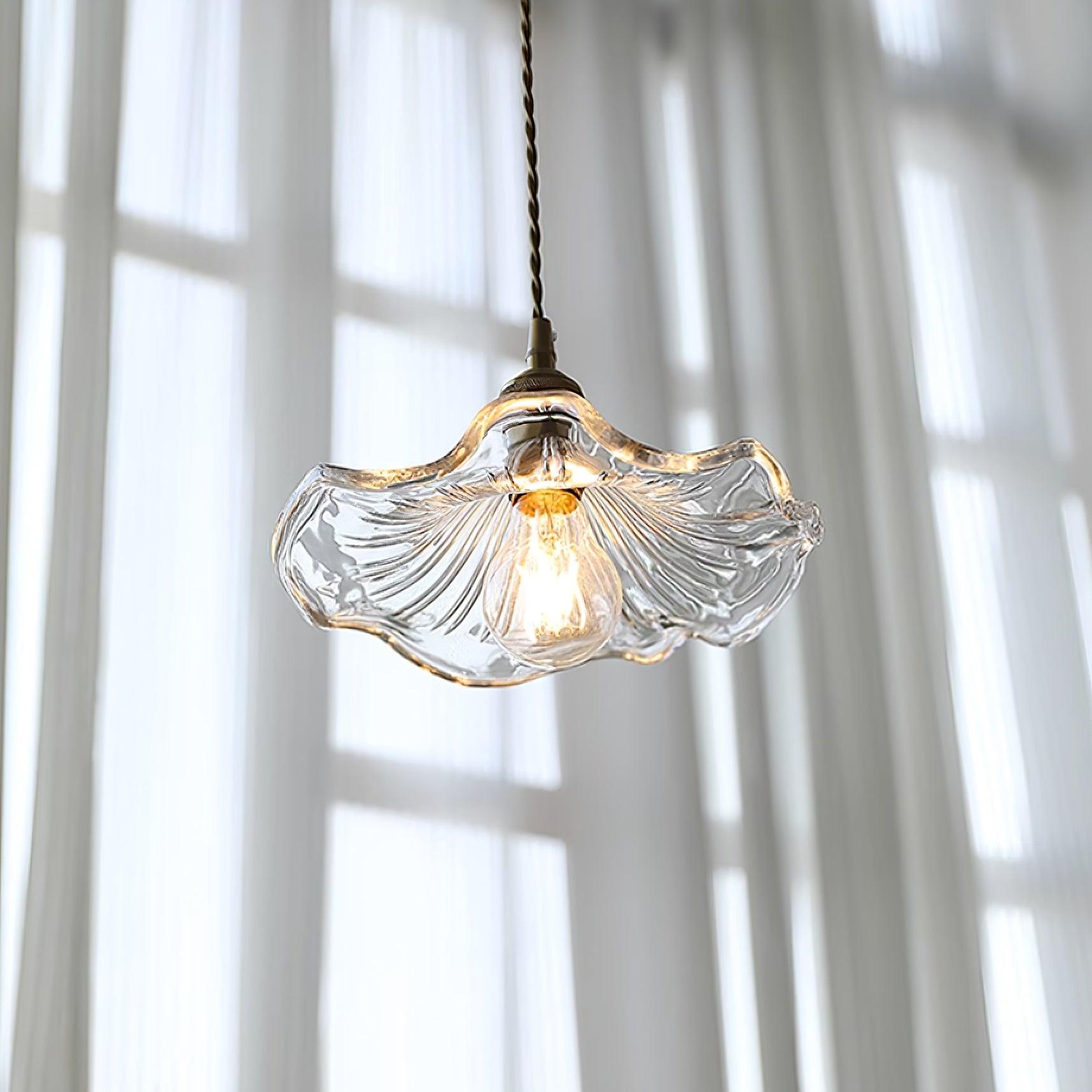Suspension Fleur Verre Rétro Transparent Cuivre E27 Vintage Cuisine Table à Manger | Restfield