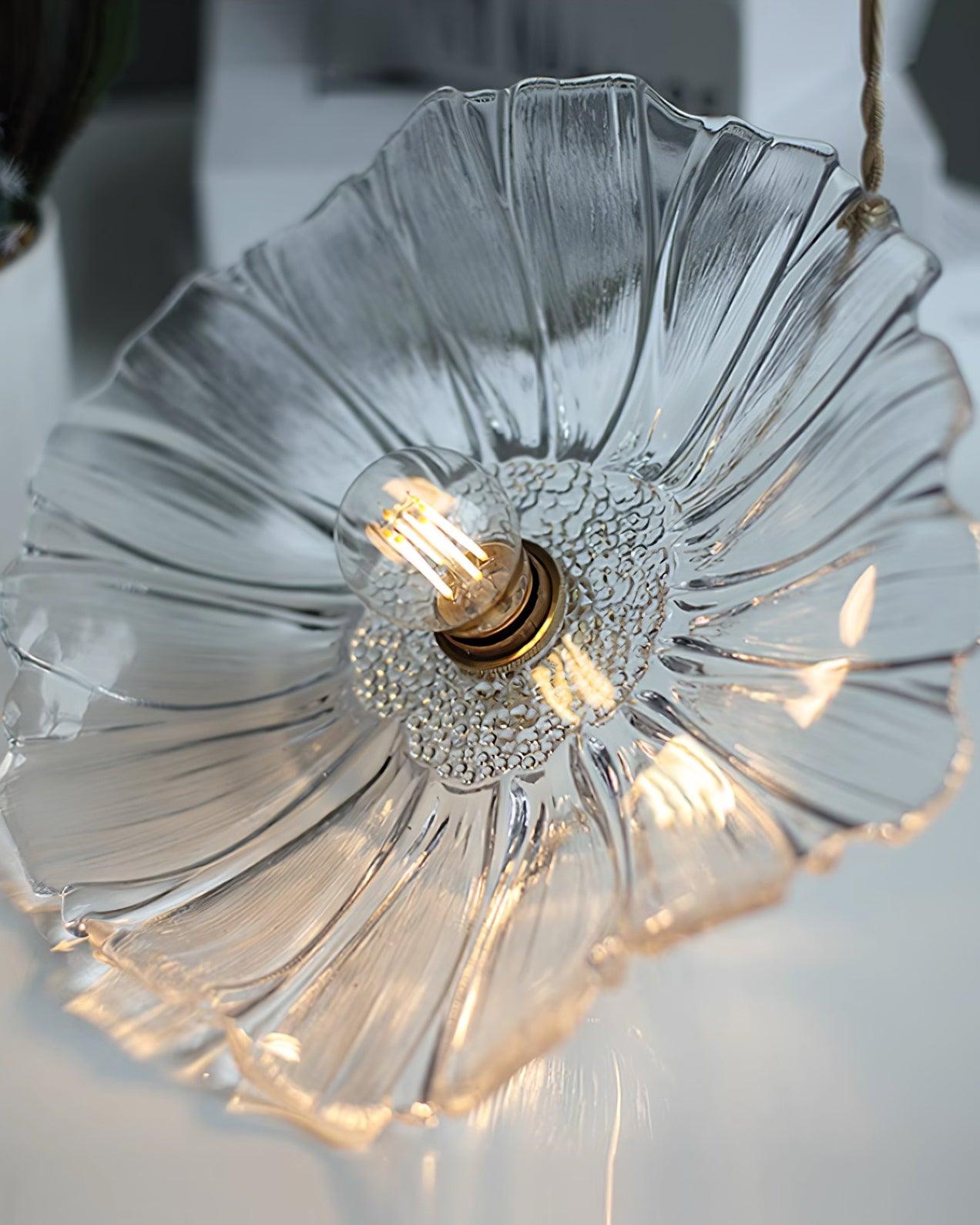 Suspension Fleur Verre Rétro Transparent Cuivre E27 Vintage Cuisine Table à Manger | Restfield