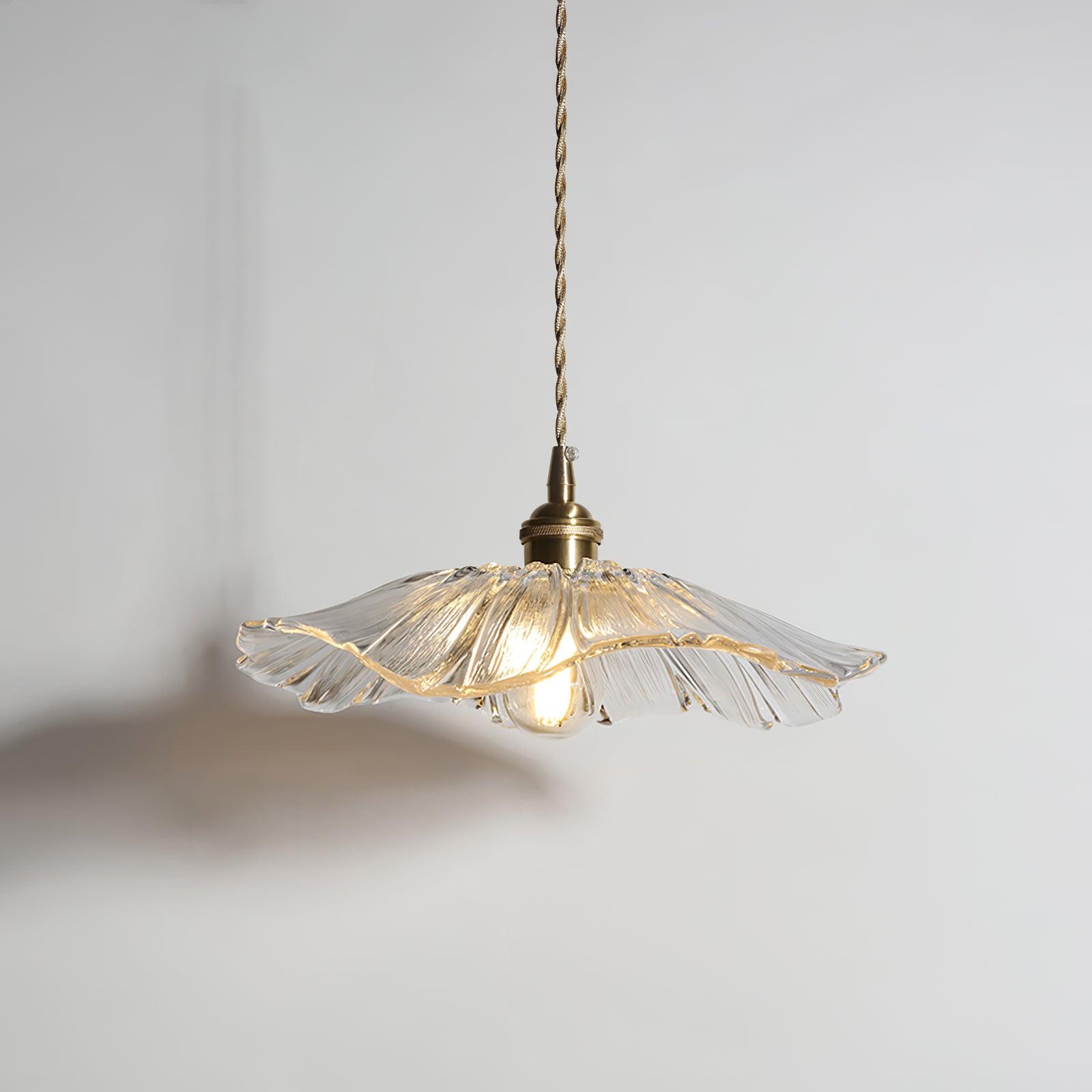 Suspension Fleur Verre Rétro Transparent Cuivre E27 Vintage Cuisine Table à Manger | Restfield