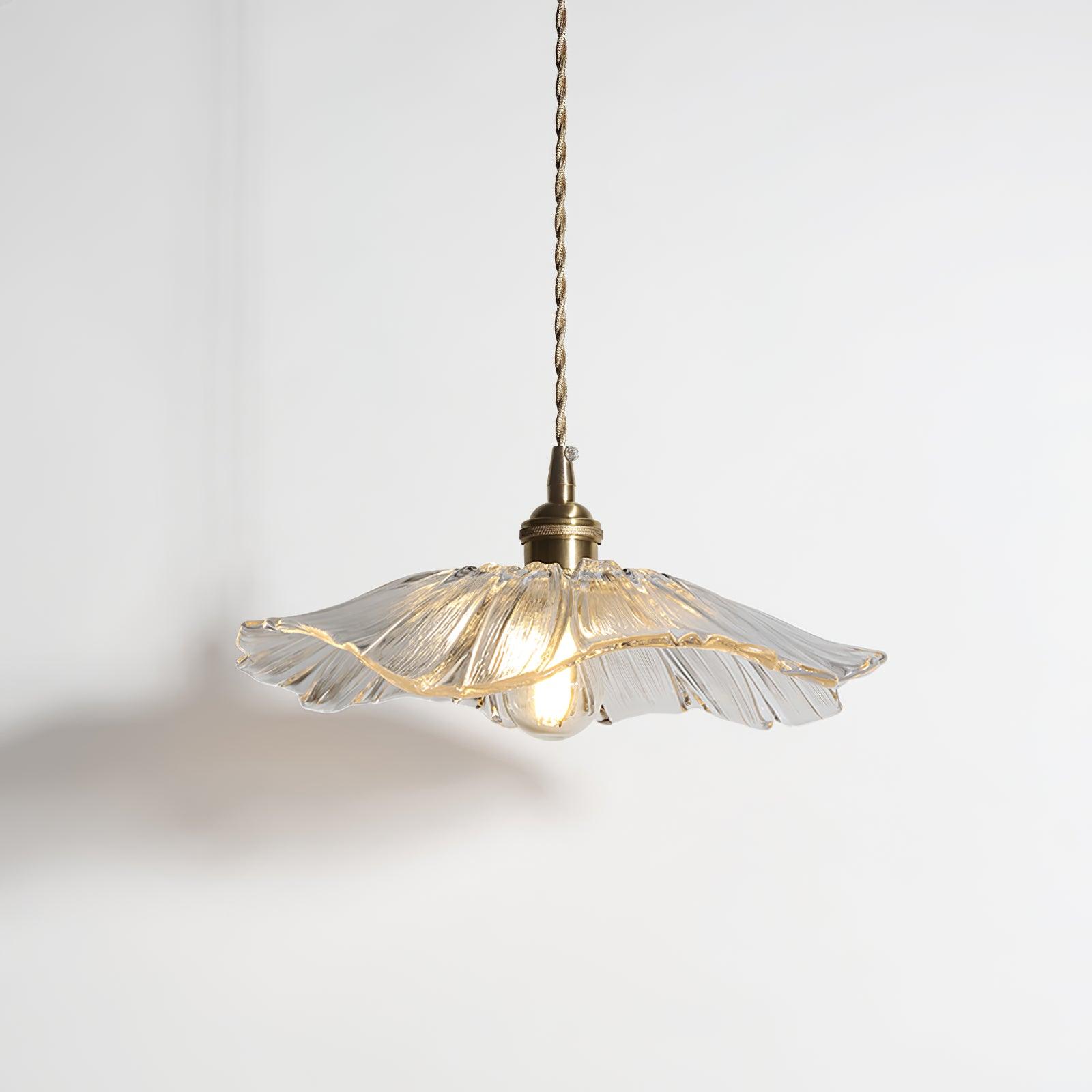 Suspension Fleur Verre Rétro Transparent Cuivre E27 Vintage Cuisine Table à Manger | Restfield