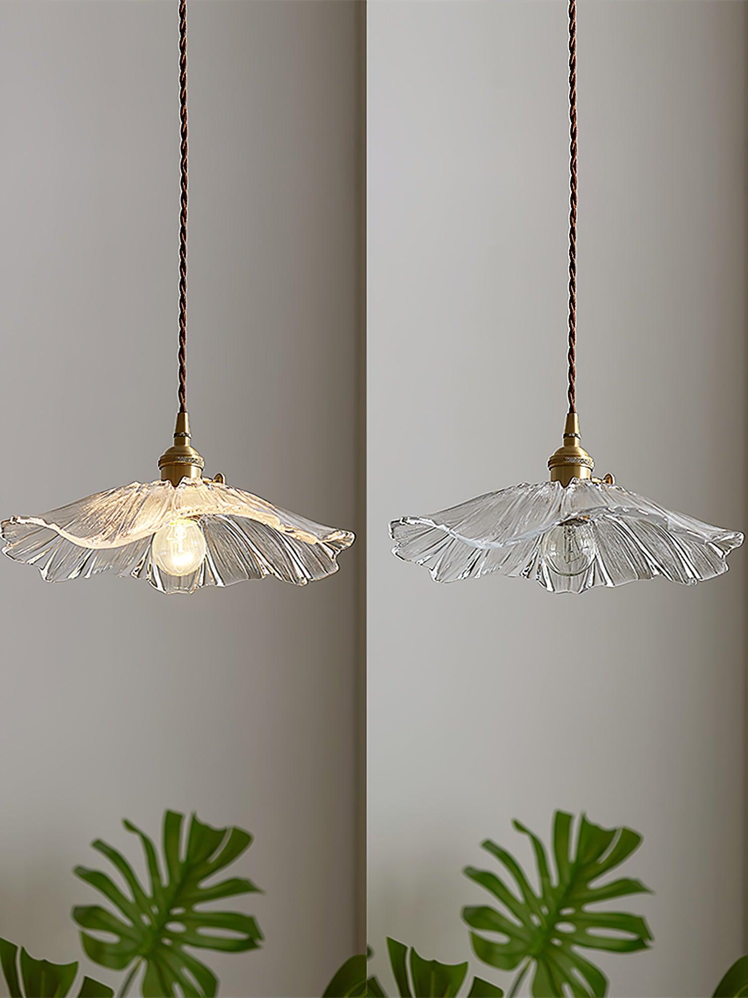 Suspension Fleur Verre Rétro Transparent Cuivre E27 Vintage Cuisine Table à Manger | Restfield