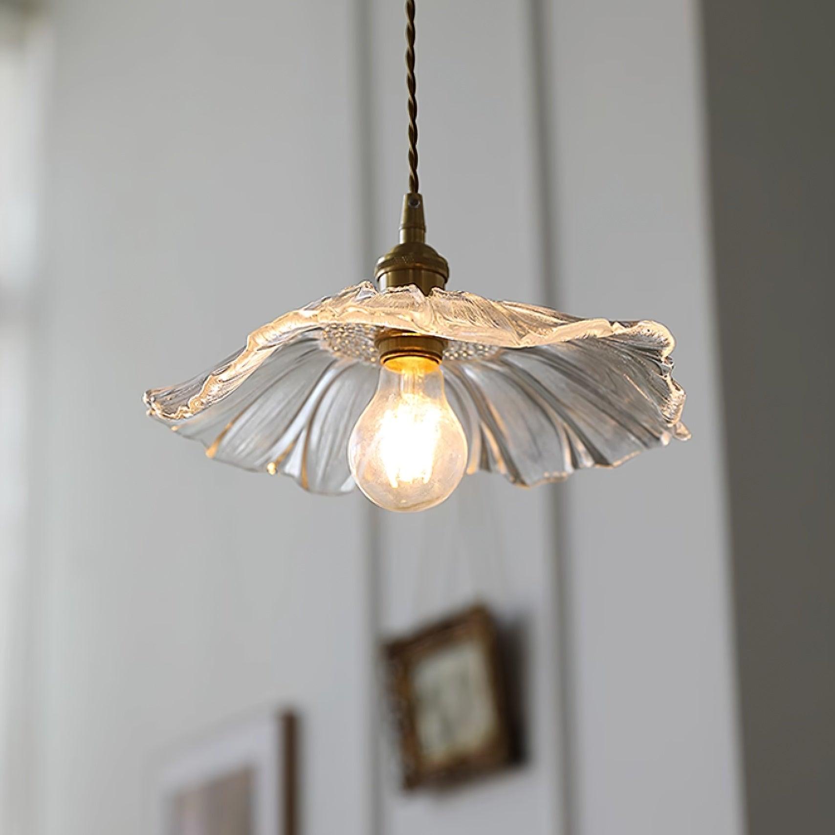 Suspension Fleur Verre Rétro Transparent Cuivre E27 Vintage Cuisine Table à Manger | Restfield
