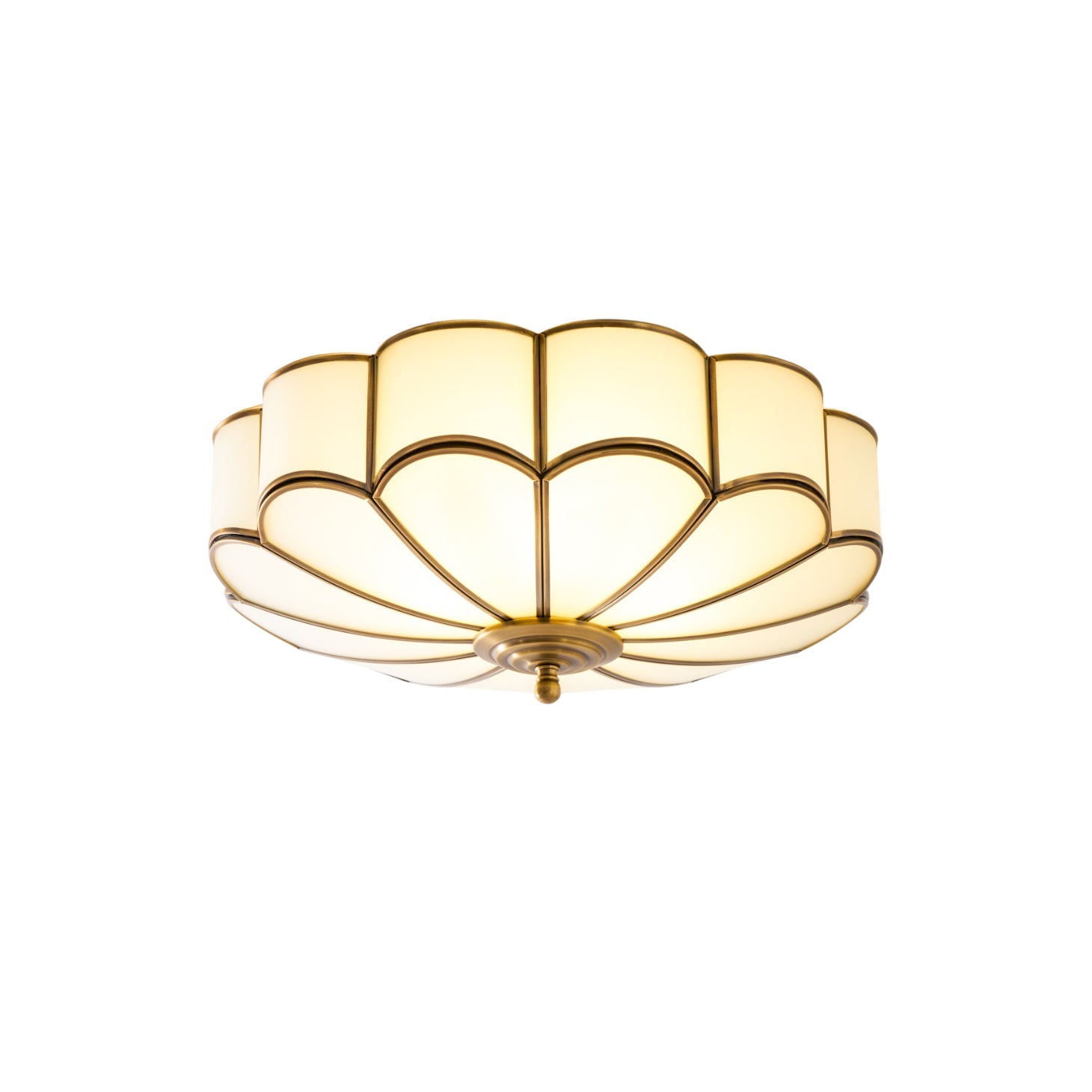 Blumenförmige Deckenlampe aus Glas mit Messing-Finish – Postmodernes Design mit 3, 4 oder 6 Lichtern | Restfield