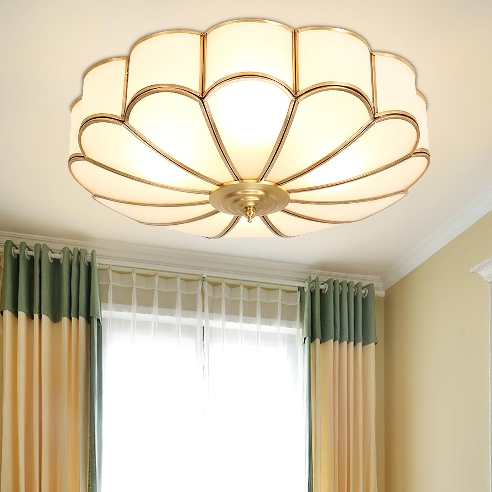 Deckenleuchte Glas Messing Gold Rund Klassisch Wohnzimmer Flur Esszimmer Vintage Design Beleuchtung Diffuses Licht | Restfield