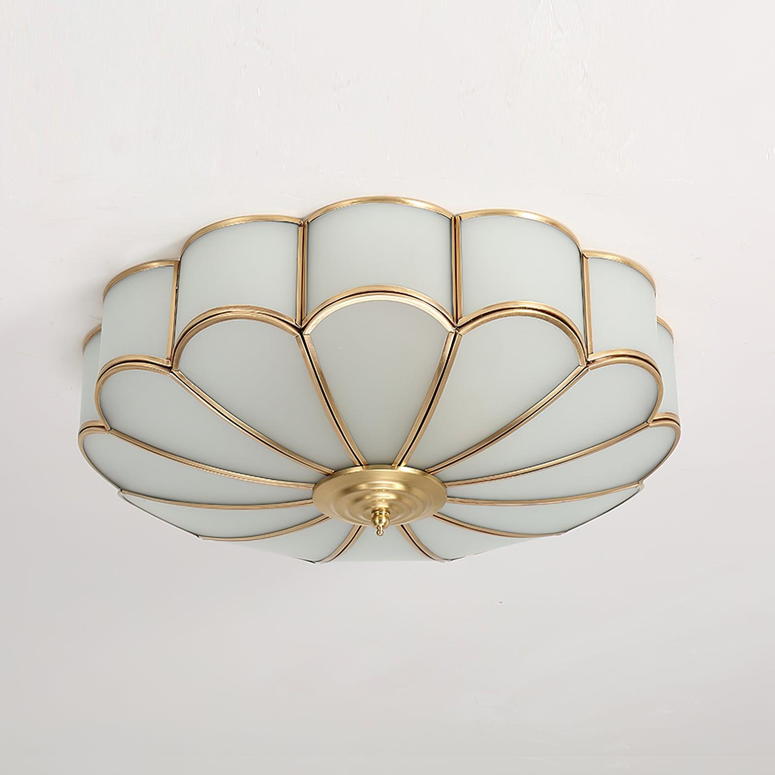 Deckenleuchte Glas Messing Gold Rund Klassisch Wohnzimmer Flur Esszimmer Vintage Design Beleuchtung Diffuses Licht | Restfield