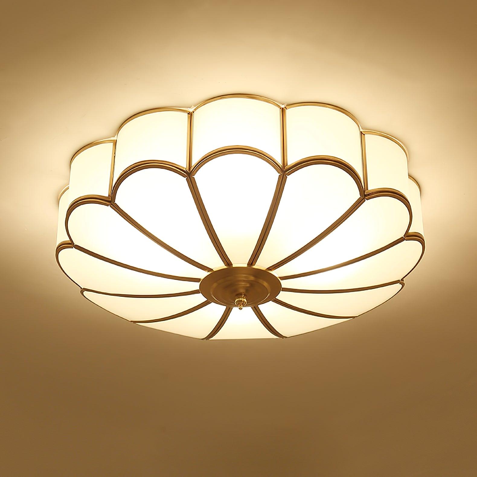 Deckenleuchte Glas Messing Gold Rund Klassisch Wohnzimmer Flur Esszimmer Vintage Design Beleuchtung Diffuses Licht | Restfield