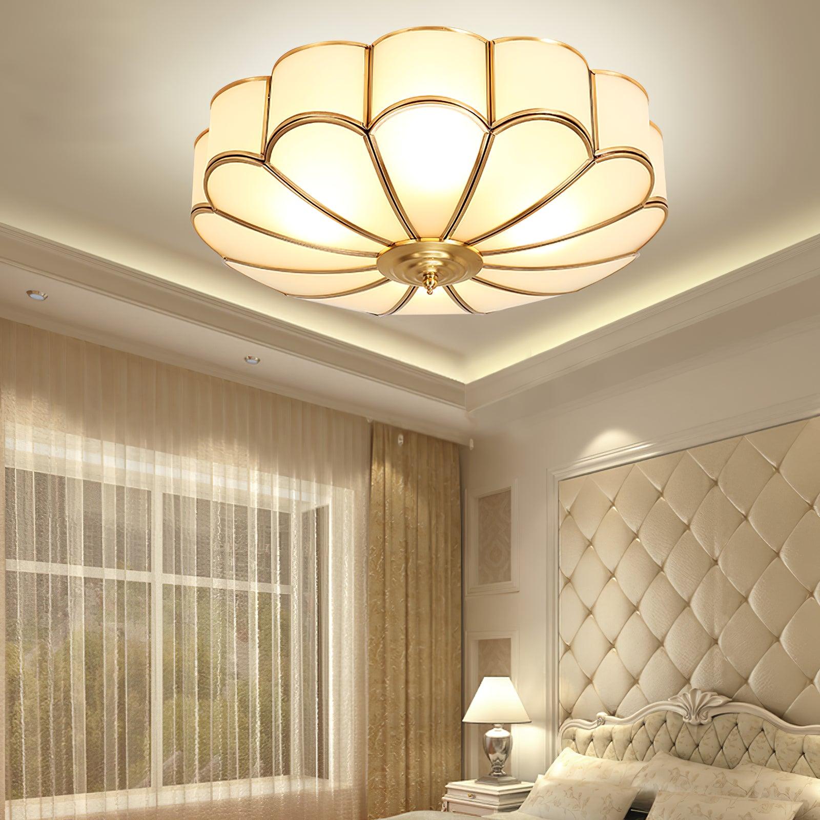 Deckenleuchte Glas Messing Gold Rund Klassisch Wohnzimmer Flur Esszimmer Vintage Design Beleuchtung Diffuses Licht | Restfield