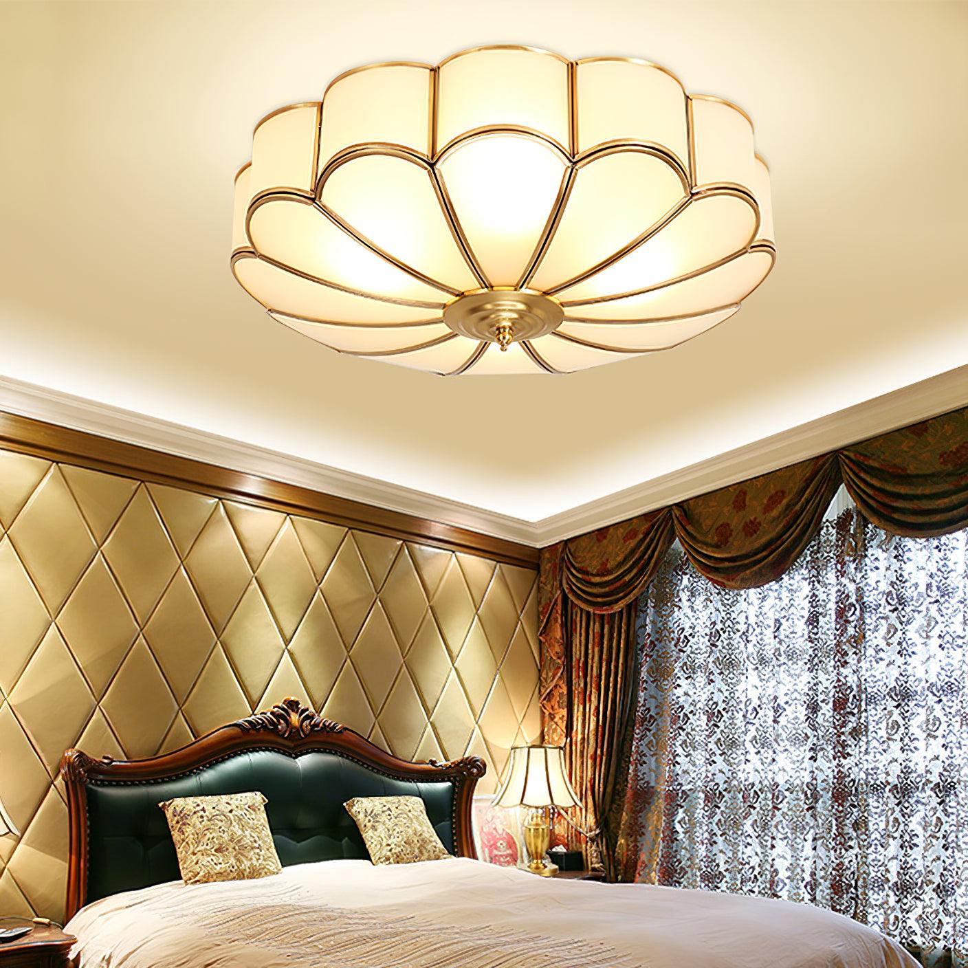 Deckenleuchte Glas Messing Gold Rund Klassisch Wohnzimmer Flur Esszimmer Vintage Design Beleuchtung Diffuses Licht | Restfield