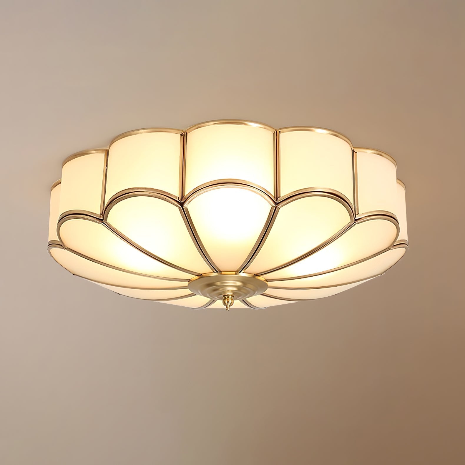 Deckenleuchte Glas Messing Gold Rund Klassisch Wohnzimmer Flur Esszimmer Vintage Design Beleuchtung Diffuses Licht | Restfield