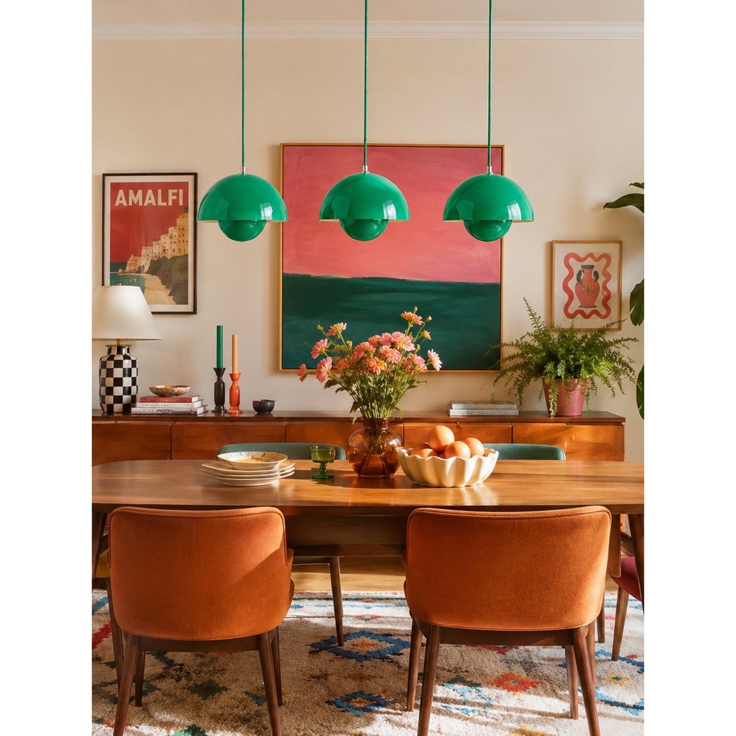 Ronde Hanglampen in Scandinavisch Design – Dubbele Halfbolvorm met Verstelbare Draad – E27/G9 – Verkrijgbaar in 16 Kleuren | Sansoti
