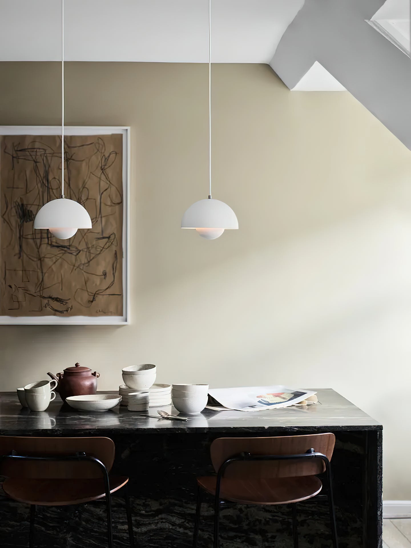 Ronde Hanglampen in Scandinavisch Design – Dubbele Halfbolvorm met Verstelbare Draad – E27/G9 – Verkrijgbaar in 16 Kleuren | Sansoti