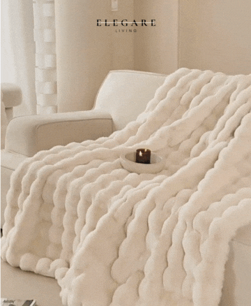 Kuschelig weiche Fleecedecke mit Blasentextur für Sofa und Bett - Winterwärme, dekorative Decke im skandinavischen Stil | Sansoti