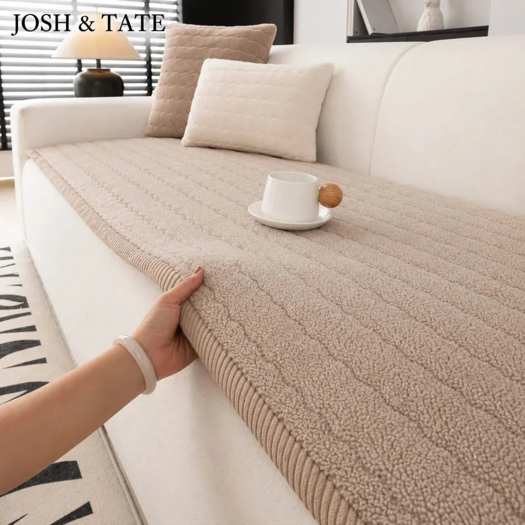Pluche Bankhoes met Antislip Onderzijde Sherpa Zitbeschermer Wasbaar Meubelhoes Bank Sofa Bescherming | Sansoti