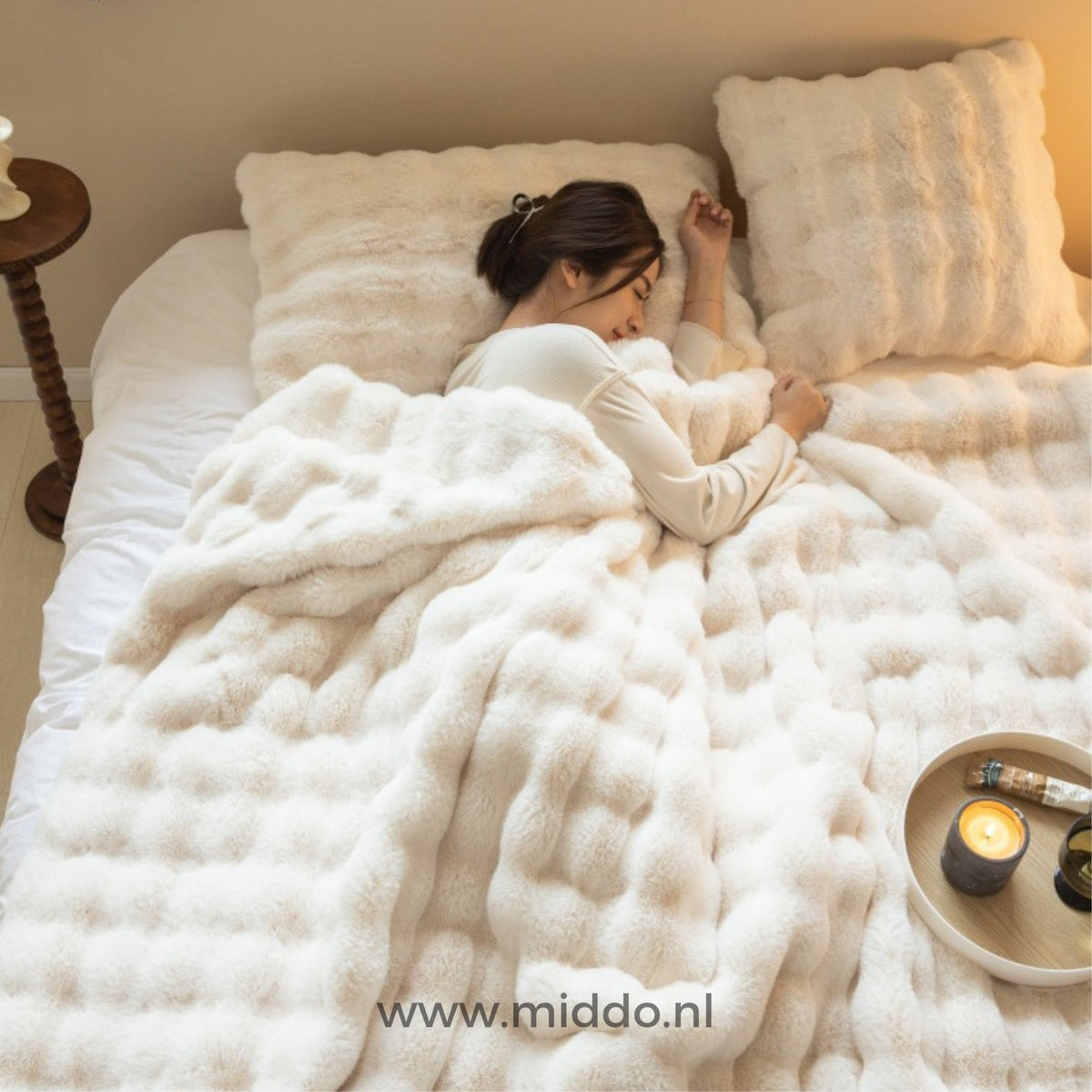 Teddydecke XL Beige Grau Rosa Blau Weiß – Besonders dicke, weiche, warme Kuscheldecke für Bett und Sofa | Sansoti