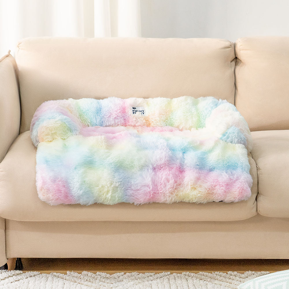 Pluche Hondenmand Sofa Beschermer Huisdiermat Antislip Bodem Wasbaar Comfort Rustplek – Grijs Koffie Tie-Dye | Sansoti