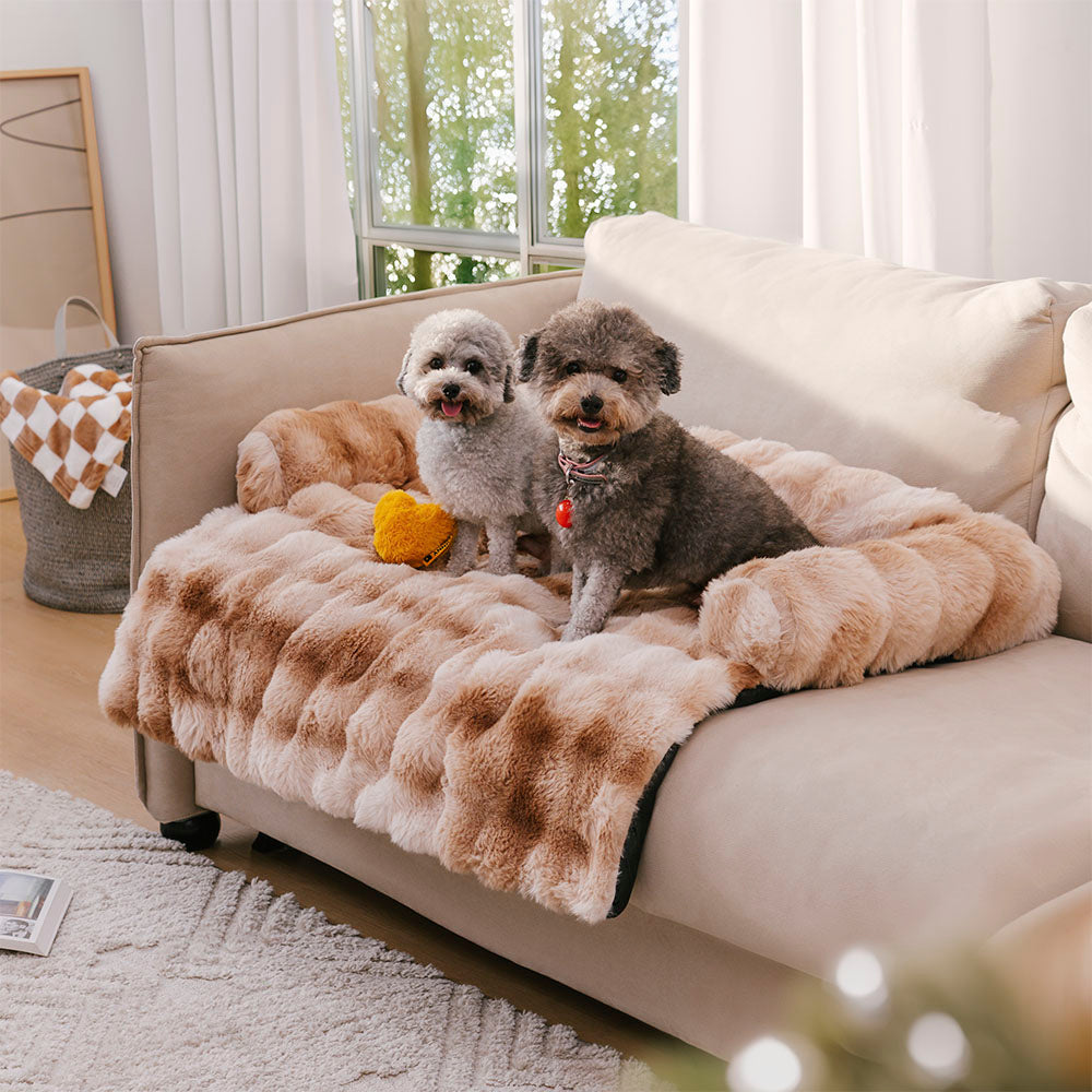 Pluche Hondenmand Sofa Beschermer Huisdiermat Antislip Bodem Wasbaar Comfort Rustplek – Grijs Koffie Tie-Dye | Sansoti
