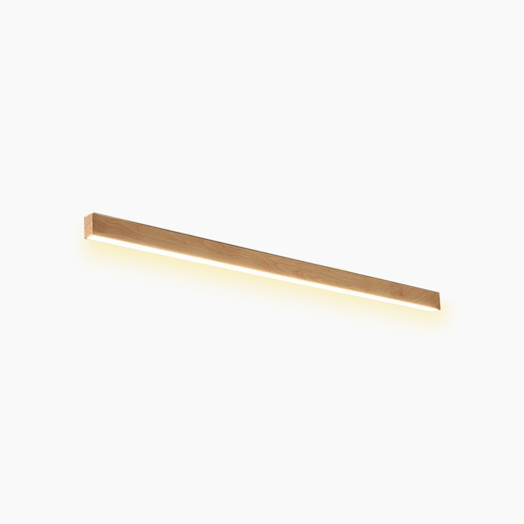 Lineare LED-Deckenleuchte, dimmbar, Holzoptik, Eisen und Acryl, Flur, Diele und Eingangsbereich, Fernbedienung, warmweißes und neutralweißes Licht | Sansoti