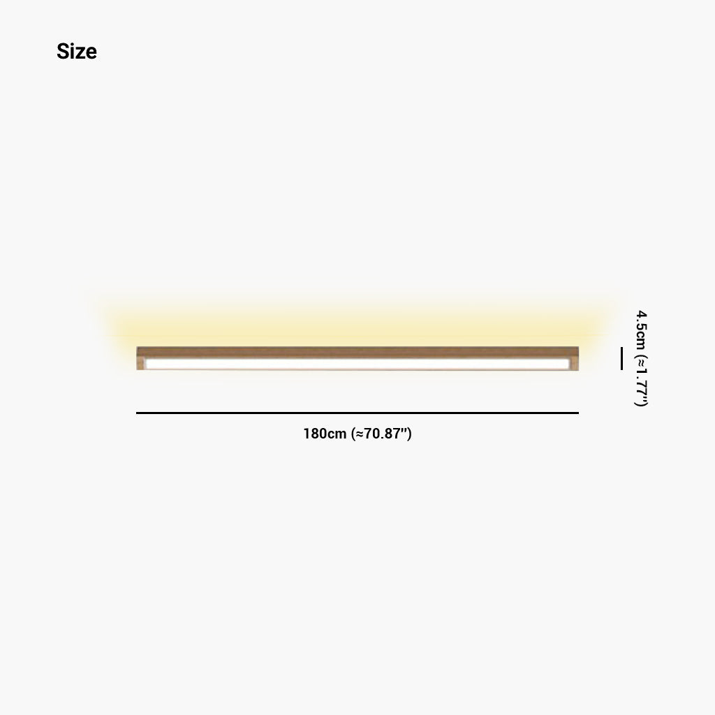 Lineaire Plafondlamp Hout 60-180cm LED Dimbaar 3 Lichtkleuren Smal Design voor Gang Hal Woonkamer Scandinavisch | Sansoti