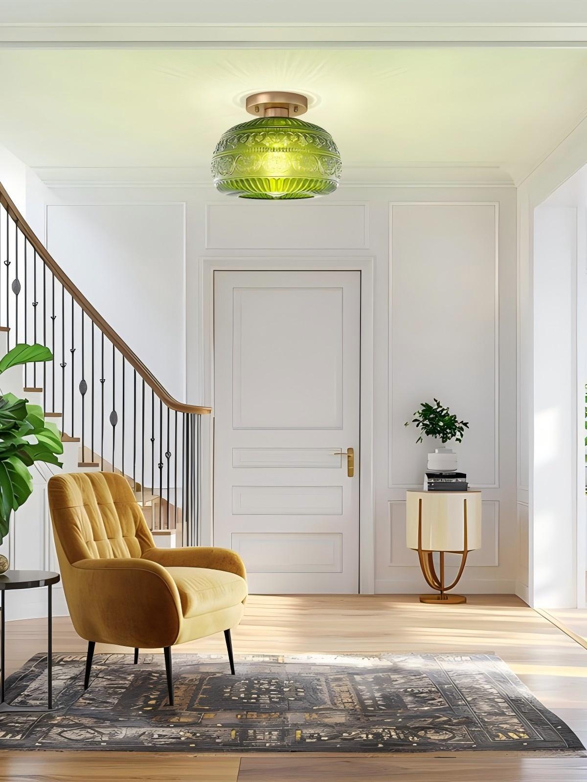 Glazen Bol Plafondlamp Getextureerd Glas Semi-Flush Verlichting voor Elke Ruimte | Sansoti