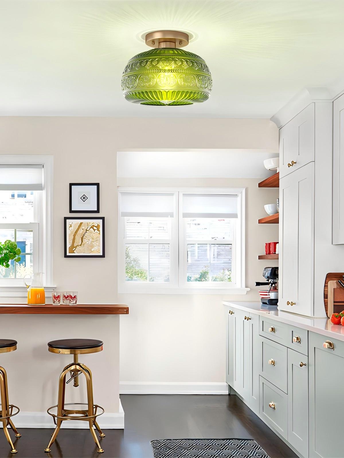 Glazen Bol Plafondlamp Getextureerd Glas Semi-Flush Verlichting voor Elke Ruimte | Sansoti