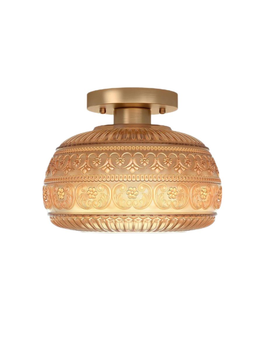Glazen Bol Plafondlamp Getextureerd Glas Semi-Flush Verlichting voor Elke Ruimte | Sansoti
