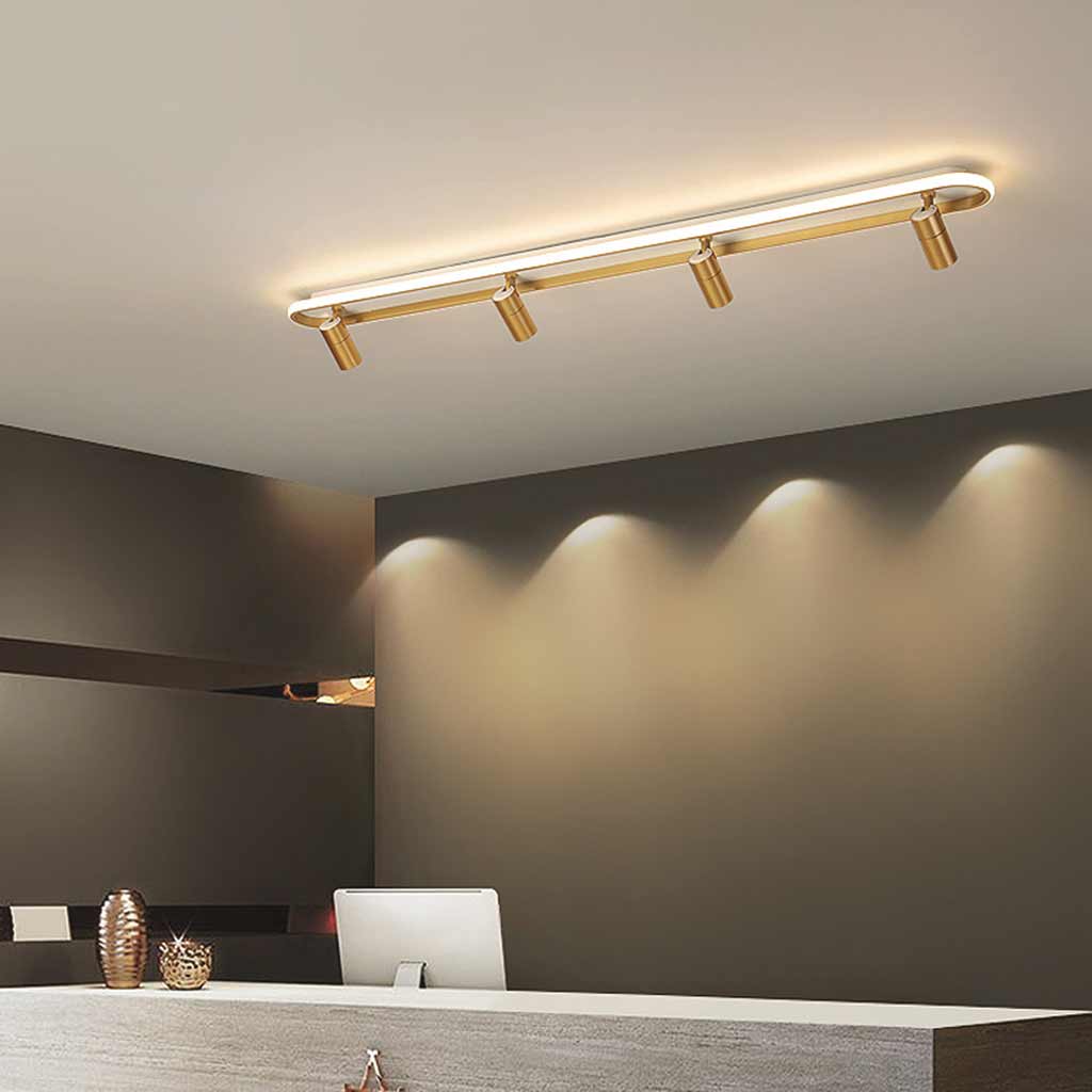 Moderner Deckenstrahler mit Schienensystem, Weiß & Gold, 3-farbig, verstellbares LED-Schienensystem, Wohnzimmer, Schlafzimmer, Beleuchtung | Sansoti