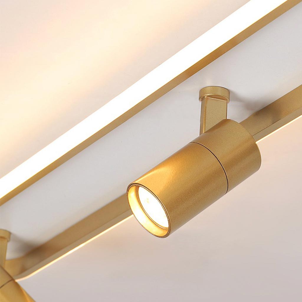 Moderner Deckenstrahler mit Schienensystem, Weiß & Gold, 3-farbig, verstellbares LED-Schienensystem, Wohnzimmer, Schlafzimmer, Beleuchtung | Sansoti