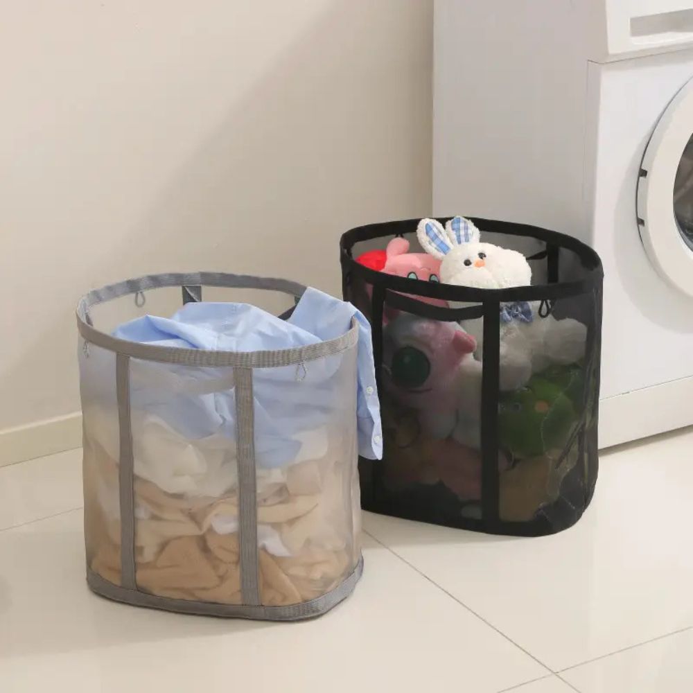 Inklapbare Wasmand met Mesh - Opvouwbare Wasgoed Opbergmand voor Slaapkamer en Badkamer - Lichtgewicht Ventilerende Wasbox met Hanglusje | Sansoti