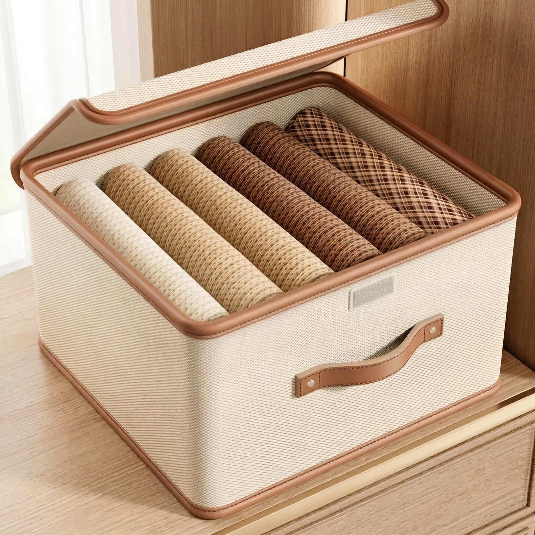 Opbergdoos Opvouwbaar Oxford Stof Met Deksel Kast Slaapkamer Kleding Accessoires Speelgoed Linnengoed Organizer Handvatten | Sansoti